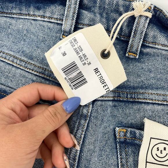 RETROFETE SER.O.YA Diego Tapered Cropped Men’s Jeans Arlo Blue Size 30x27 NEW - Picture 8 of 12